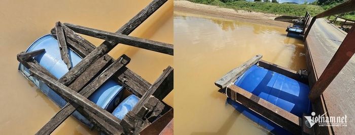 Cầu được làm bằng gỗ, sắt và phao nhựa. Ảnh: Hải Sâm