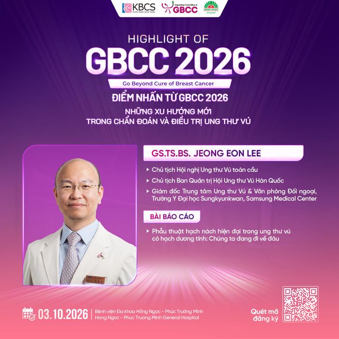 GS.TS.BS Jeong Eon Lee sẽ trình bày về phẫu thuật hạch nách trong điều trị ung thư vú có hạch dương tính