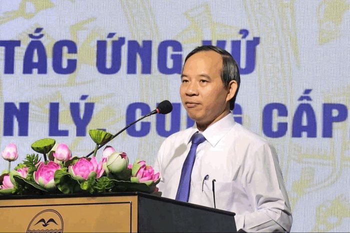  Ông Huỳnh Văn Lợi - Phó Giám đốc Sở Văn hóa, Thể thao và Du lịch tỉnh Gia Lai phát biểu tại hội nghị. Ảnh: Phúc Anh
