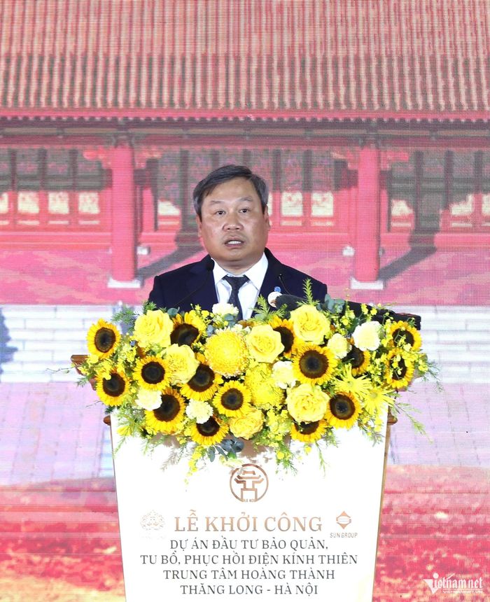 Chủ tịch UBND TP Hà Nội Vũ Đại Thắng phát biểu tại lễ khởi công Dự án.
