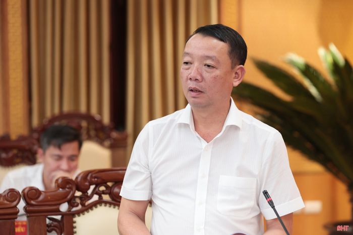 Đồng chí Phan Thiên Định - Phó Bí thư Tỉnh ủy, Chủ tịch UBND tỉnh phát biểu ý kiến tại hội nghị.