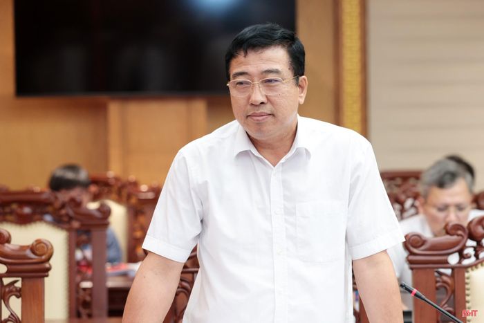 Đồng chí Trần Tú Anh - Ủy viên BTV Tỉnh ủy, Chủ nhiệm Ủy ban Kiểm tra Tỉnh ủy tham gia ý kiến tại hội nghị.