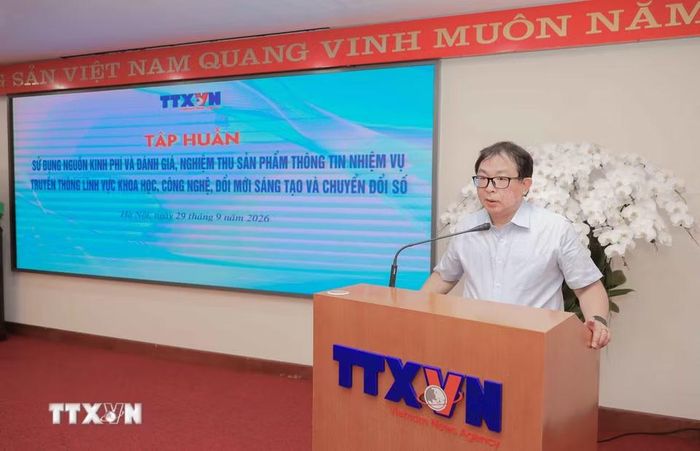 Ông Nguyễn Tuấn Hùng, Phó Bí thư Thường trực Đảng ủy, Phó Tổng giám đốc Thông tấn xã Việt Nam phát biểu. (Ảnh: Phan Phương/TTXVN)