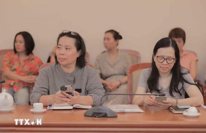 Lãnh đạo, cán bộ phụ trách tài chính và kế toán của các đơn vị thuộc Thông tấn xã tham dự buổi tập huấn. (Ảnh: Phan Phương/TTXVN)