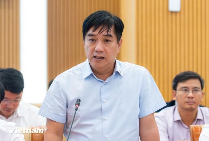 Ông Hồ Minh Hoàng, Chủ tịch Hội đồng quản trị Tập đoàn Đèo Cả tham gia thảo luận tại hội nghị. (Ảnh: PV/Vietnam+)