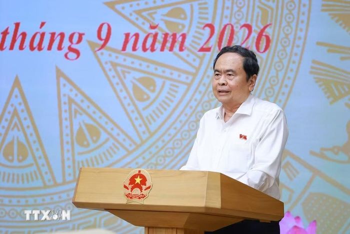 Bí thư Đảng ủy, Chủ tịch Quốc hội Trần Thanh Mẫn phát biểu. (Ảnh: Dương Giang/TTXVN)