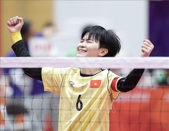 VĐV Nguyễn Thị Thu Trang ăn mừng chiến thắng trong trận chung kết nội dung đôi nữ, môn Cầu mây tại ASIAD 2026, ngày 29/9/2026. Ảnh: THX/TTXVN phát