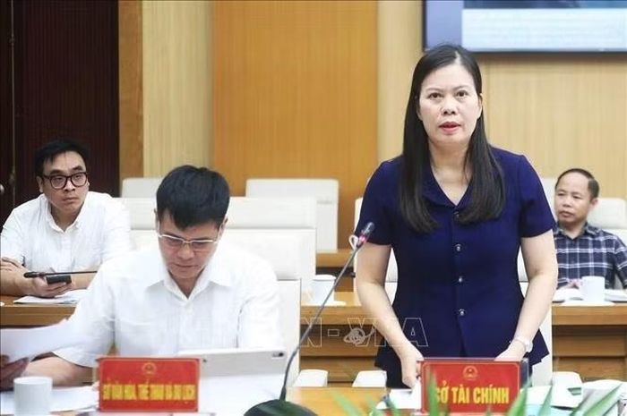 Bà Vương Thị Bẩy, Giám đốc Sở Tài chính tỉnh Phú Thọ phát biểu tại Hội nghị. Ảnh: Thu Hương/TTXVN