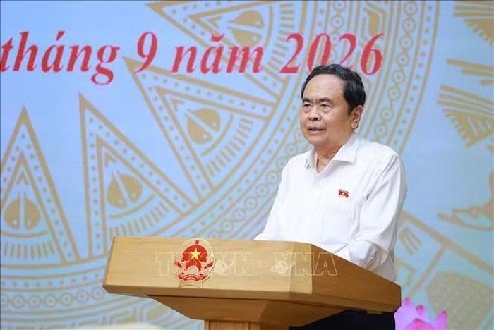 Bí thư Đảng uỷ, Chủ tịch Quốc hội Trần Thanh Mẫn phát biểu. Ảnh: Dương Giang/TTXVN
