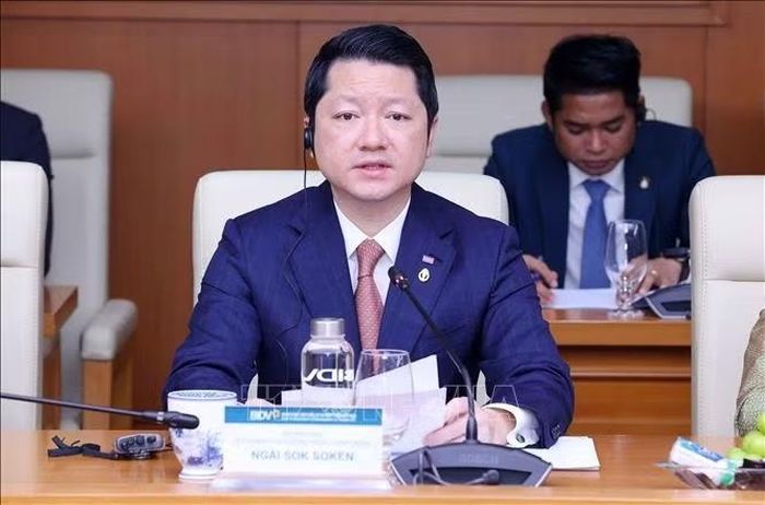 Bộ trưởng Bộ Thanh tra Vương quốc Campuchia Sok Soken phát biểu. Ảnh: Văn Điệp/TTXVN