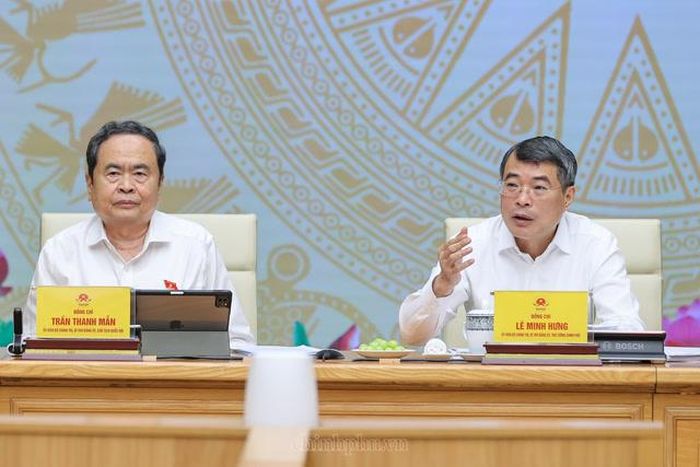 Thủ tướng Chính phủ Lê Minh Hưng và Chủ tịch Quốc hội Trần Thanh Mẫn đồng chủ trì Hội nghị (Ảnh: VGP).