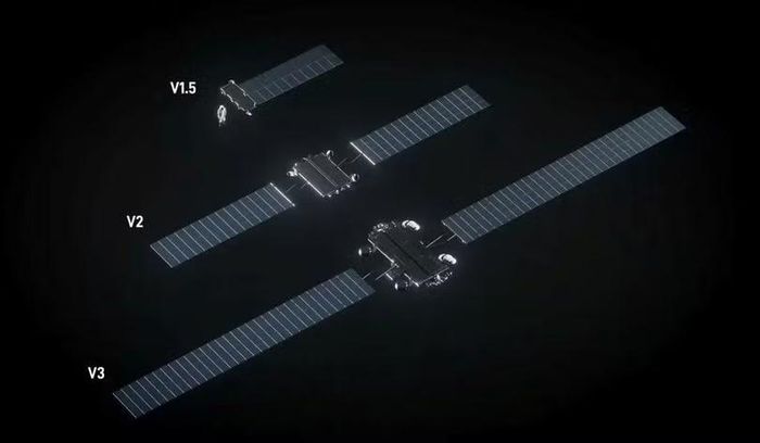 So sánh kích thước ba thế hệ vệ tinh Starlink. Ảnh: Sohu.