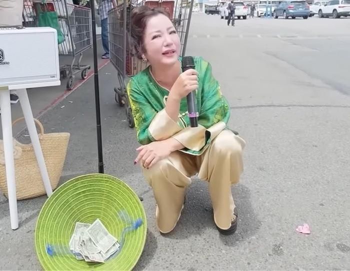 Thúy Nga tự tin hát giữa chợ ở Mỹ. (Ảnh chụp màn hình từ YouTube Thúy Nga Channel)