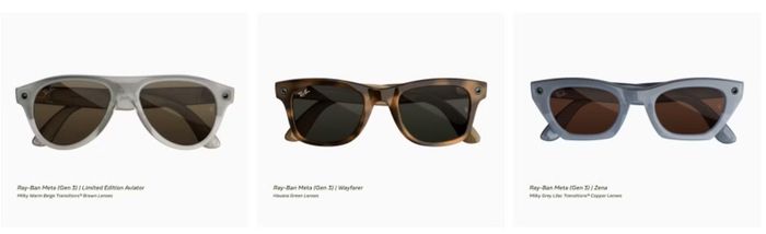 Ba kiểu dáng của Ray-Ban Meta Gen 3