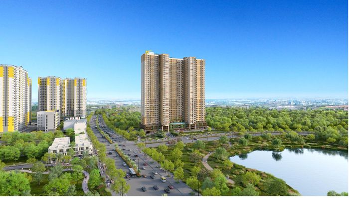 Bcons Aria ngay góc giao giữa trục đường Bà Huyện Thanh Quan – Đại lộ Thống Nhất, phường Đông Hòa, cách Làng đại học khoảng hai phút và gần ga Metro Suối Tiên, ga Đại học Quốc Gia. Ảnh Ái Vân