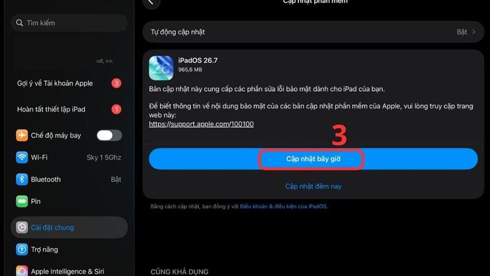 Kiểm tra cập nhật phần mềm iPad
