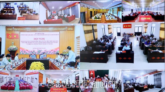Hội nghị được kết nối trực tuyến từ tỉnh đến các xã, phường. 