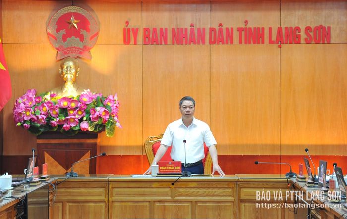 Đồng chí Đoàn Thanh Sơn, Phó Chủ tịch UBND tỉnh phát biểu kết luận cuộc họp
