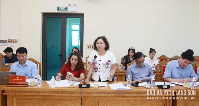 Đồng chí Chủ tịch Hội Khuyến học tỉnh phát biểu thảo luận và kiến nghị các nội dung tại chương trình 