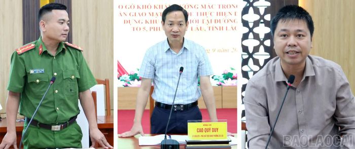 Lãnh đạo UBND phường Âu Lâu và các phòng chuyên môn phát biểu ý kiến chỉ đạo, giải đáp tại hội nghị.