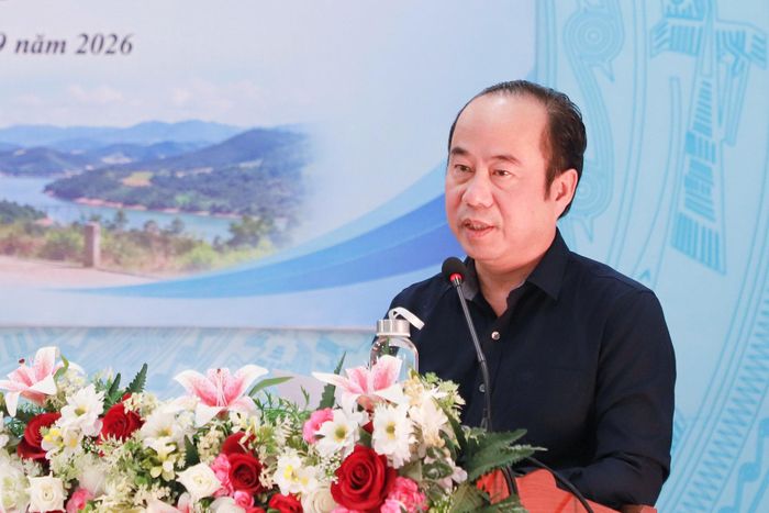Ông Trần Thanh Hoài, Phó Giám đốc Sở Ngoại vụ phát biểu tại hội nghị