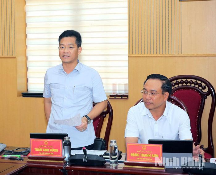 Đồng chí Trần Anh Dũng, Ủy viên Ban Thường vụ Tỉnh ủy, Phó Chủ tịch UBND tỉnh phát biểu tại phiên họp.