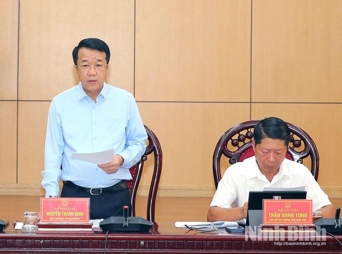 Đồng chí Nguyễn Thanh Bình, Phó Bí thư Tỉnh ủy, Chủ tịch UBND tỉnh phát biểu kết luận phiên họp.