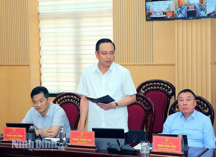 Đồng chí Đặng Thanh Sơn, Ủy viên Ban Thường vụ Tỉnh ủy, Phó Chủ tịch UBND tỉnh phát biểu tại phiên họp.