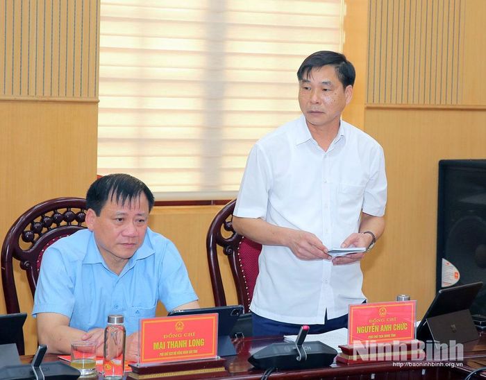 Đồng chí Nguyễn Anh Chức, Ủy viên Ban Thường vụ Tỉnh ủy, Phó Chủ tịch UBND tỉnh phát biểu tại phiên họp.
