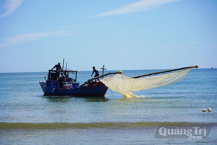 Tàu của ngư dân Bảo Ninh đang đánh bắt ruốc trên biển - Ảnh: P.P