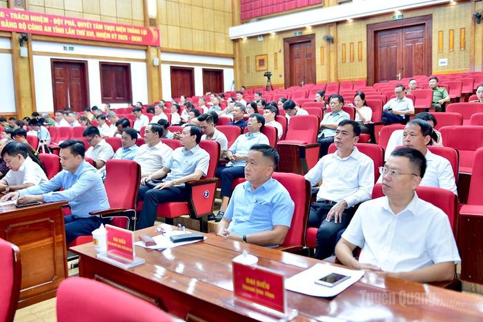 Các đại biểu dự hội nghị tại điểm cầu Công an tỉnh Tuyên Quang.