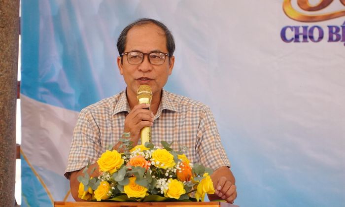 Ông Nguyễn Phạm Kiên Trung, Phó chủ tịch Thường trực Hiệp hội Du lịch Gia Lai phát biểu tại buổi lễ.