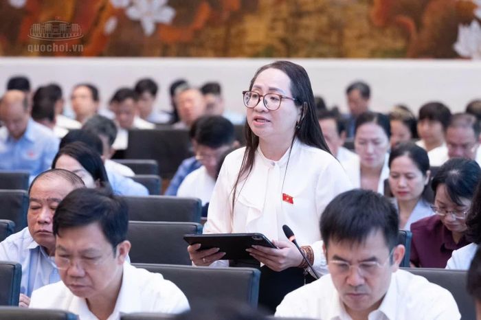 Đại biểu Hà Thị Anh Thư (đoàn Quảng Ngãi) phát biểu.