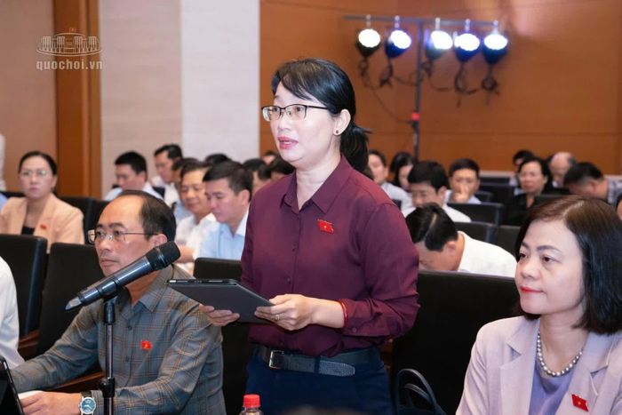 Đại biểu Trần Thị Diệu Thuý (đoàn TP.Hồ Chí Minh) phát biểu.