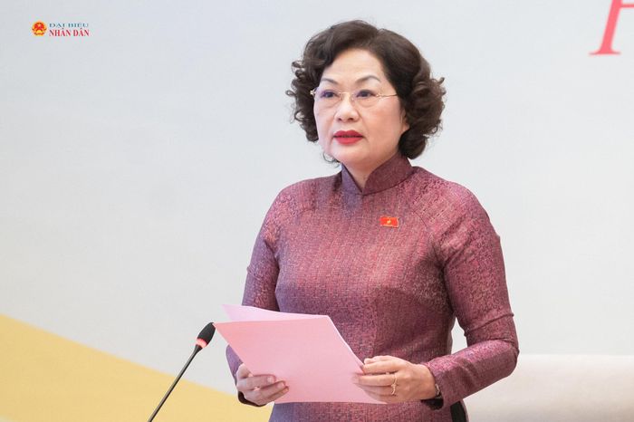 Phó Chủ tịch Quốc hội Nguyễn Thị Hồng phát biểu tại phiên họp thảo luận về nhóm dự án thuộc lĩnh vực an ninh. Ảnh: Phạm Thắng