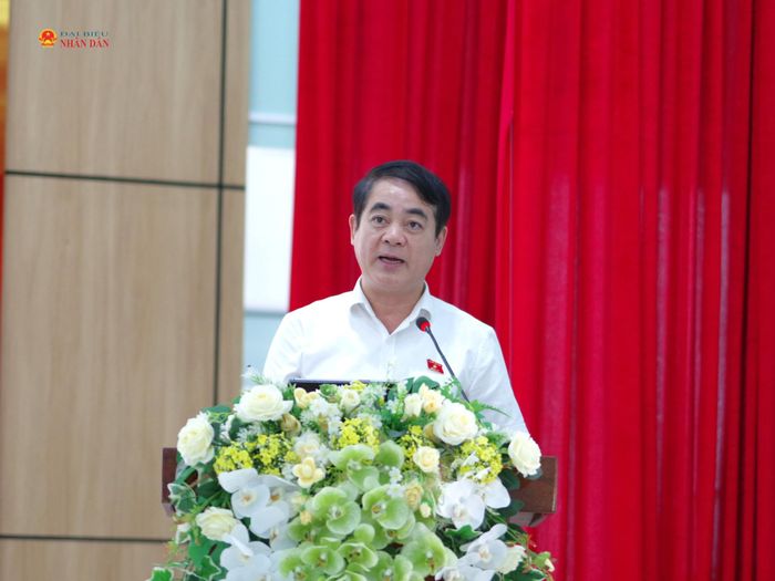 Trưởng đoàn ĐBQH tỉnh Khánh Hòa Nghiêm Xuân Thành phát biểu tại buổi tiếp xúc