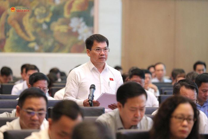 Phó trưởng Đoàn chuyên trách Đoàn ĐBQH tỉnh Lâm Đồng Dương Khắc Mai phát biểu. Ảnh: Hồ Long