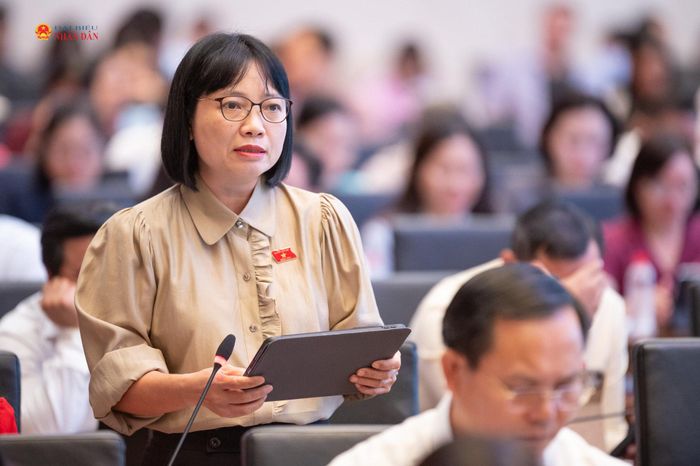 Phó Trưởng đoàn đại biểu Quốc hội chuyên trách TP. Hải Phòng Nguyễn Thị Việt Nga phát biểu