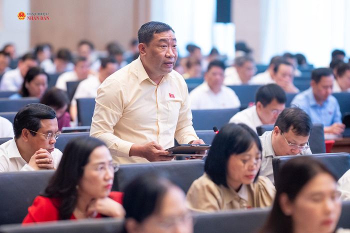 Phó Trưởng đoàn ĐBQH chuyên trách tỉnh Vĩnh Long Thạch Phước Bình phát biểu