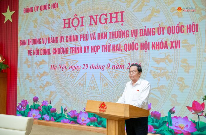 Bí thư Đảng ủy Quốc hội, Chủ tịch Quốc hội Trần Thanh Mẫn phát biểu tại hội nghị