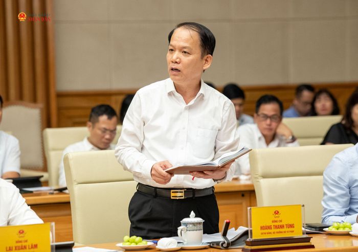 Bộ trưởng Bộ Tư pháp Hoàng Thanh Tùng phát biểu
