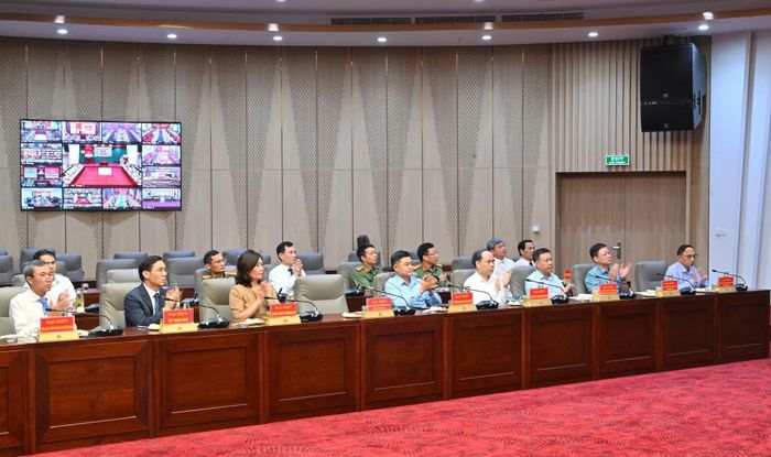 Các đại biểu dự hội nghị tại điểm cầu Bộ Công an.