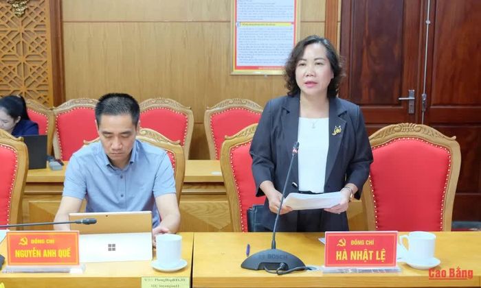 Phó Chủ tịch UBND tỉnh Hà Nhật Lệ góp ý kế hoạch tổ chức hội thảo khoa học về phát triển tỉnh Cao Bằng trong kỷ nguyên mới.