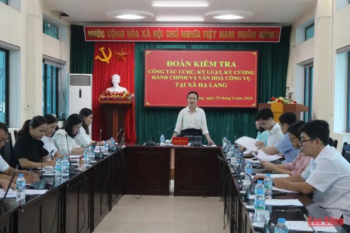 Phó Giám đốc Sở Nội vụ Trần Lương Nguyệt phát biểu tại buổi làm việc.