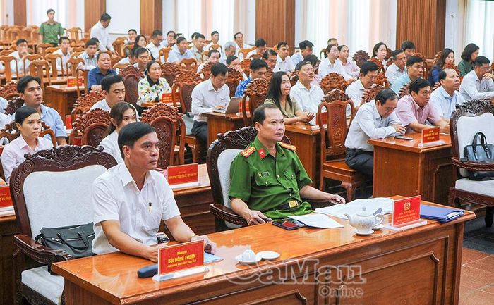 Tham dự hội nghị tại điểm cầu Cà Mau có Đại tá Trần Văn Thi, Phó Giám đốc Công an tỉnh và đại diện lãnh đạo các sở, ngành.