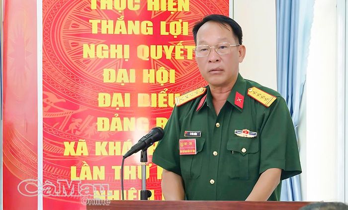 Đại tá Lý Văn Cường, Phó Chỉ huy trưởng Bộ Chỉ huy Quân sự tỉnh, Phó Trưởng ban Tổ chức diễn tập tỉnh, phát biểu chỉ đạo tại lễ khai mạc.