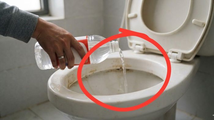 Giấm có thể tác động lên cặn bám trong bồn cầu. Ảnh minh họa.
