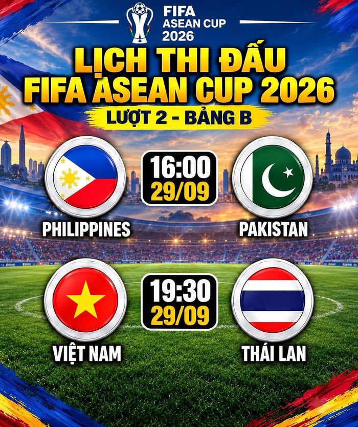 Lịch thi đấu tại bảng B FIFA ASEAN Cup ngày 29/9. Ảnh: AI tạo