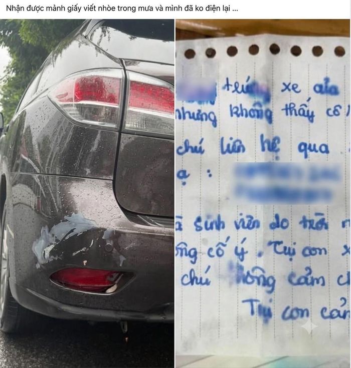 Sau khi đọc được thư xin lỗi, chủ xe đã quyết định không liên hệ lại. (Ảnh chụp màn hình)/ Dân trí.↵
