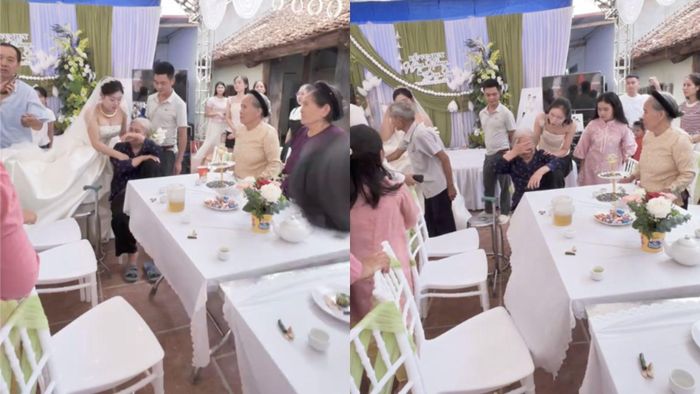 Dân mạng xúc động khi chứng kiến khoảnh khắc bà không nỡ buông tay cháu gái. (Ảnh chụp màn hình)